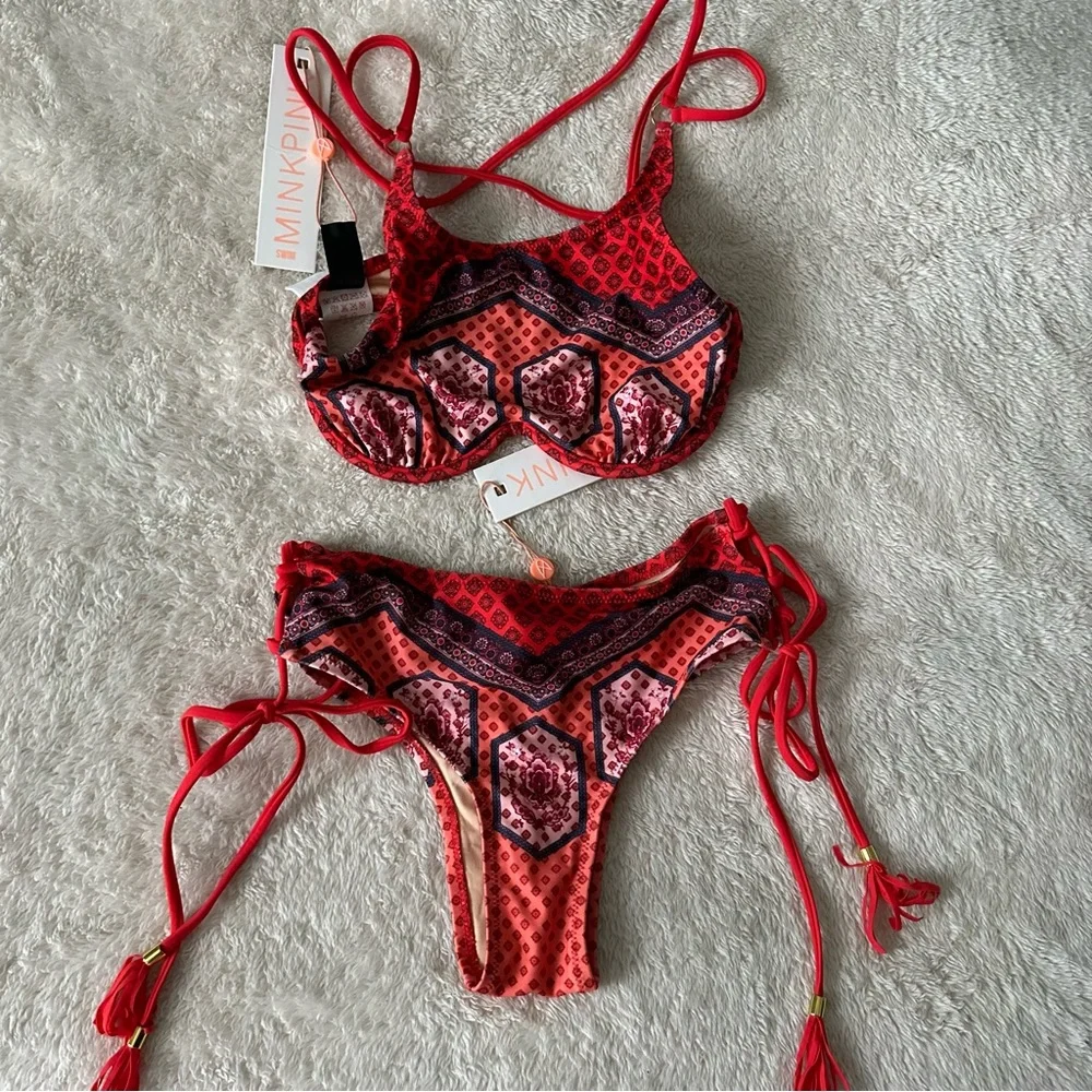 NWT MinkPink Rosewater Two Piece Bikini sz S